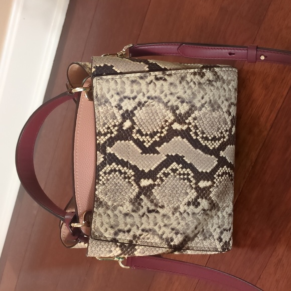 Kate Spade Fleur Embossed Small Top Handle Satchel Bag Snake Snakeskin - Picture 10 of 14